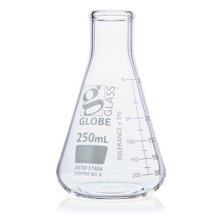 Globe Scientific Erlenmeyer Flask, 250 mL, 136 mm H, PK12 8400250
